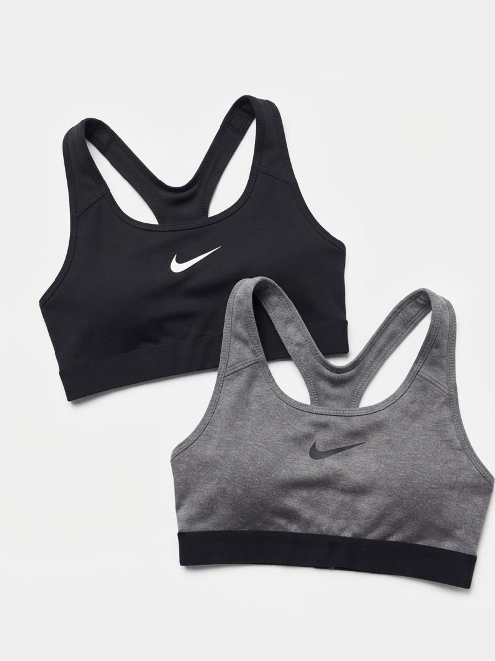(2 pack) Nike Dri-FIT Black & Gray Racerback Sports Bra Bundle (Size S Petite)